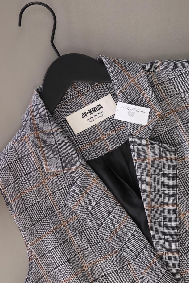 4th Reckless Classic Weste Gr. 40 kariert neuwertig grau aus Polyester
