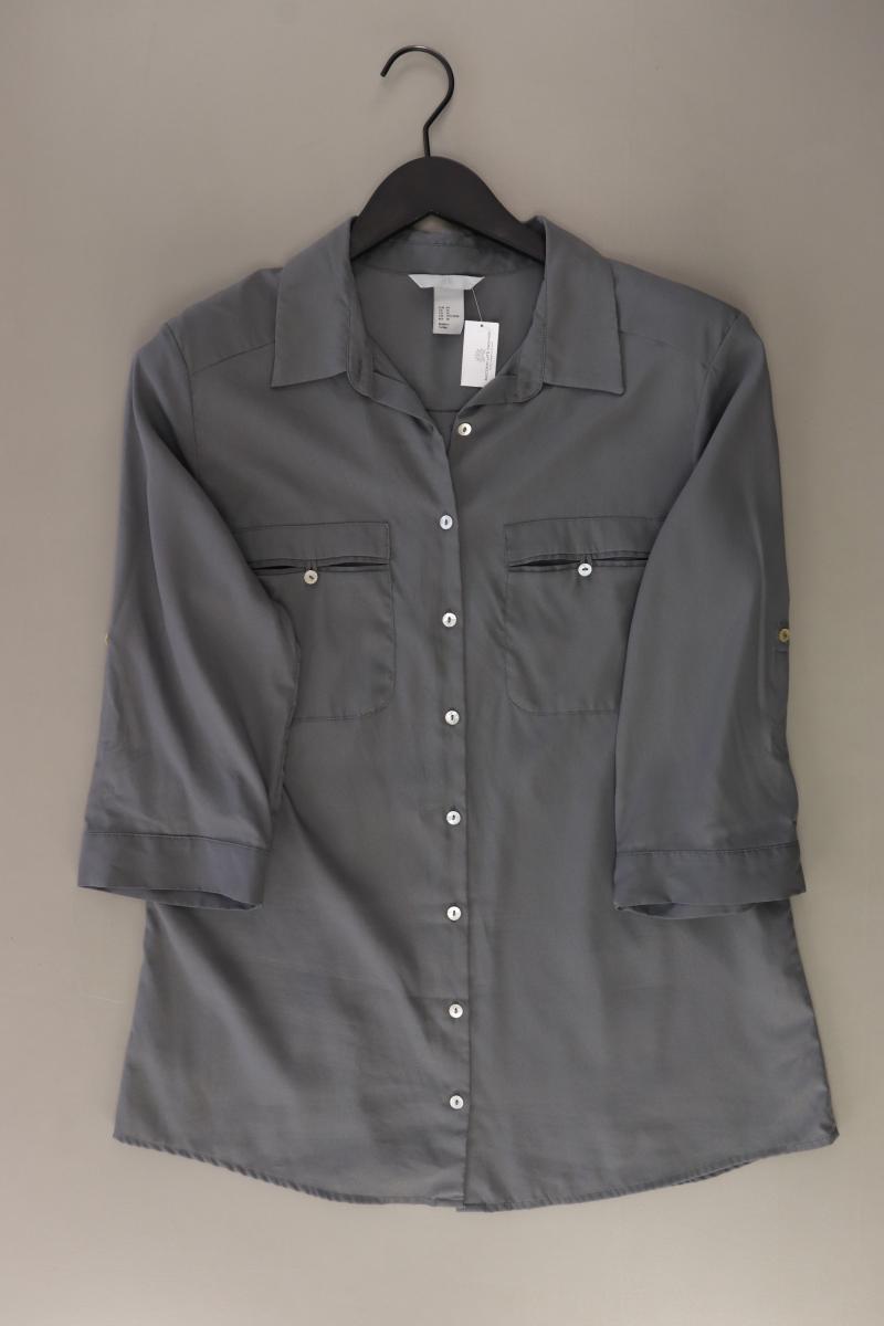 H&M Bluse mit 3/4 Ärmel Gr. 44 grau aus Polyester