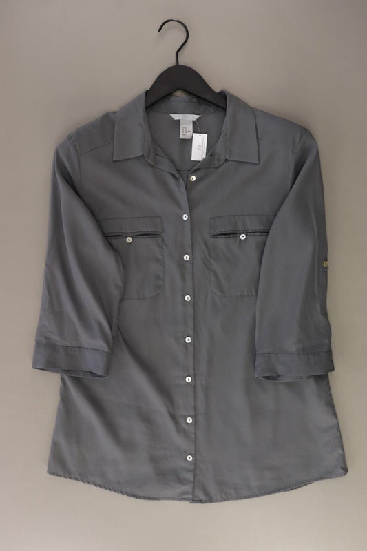 H&M Bluse mit 3/4 Ärmel Gr. 44 grau aus Polyester
