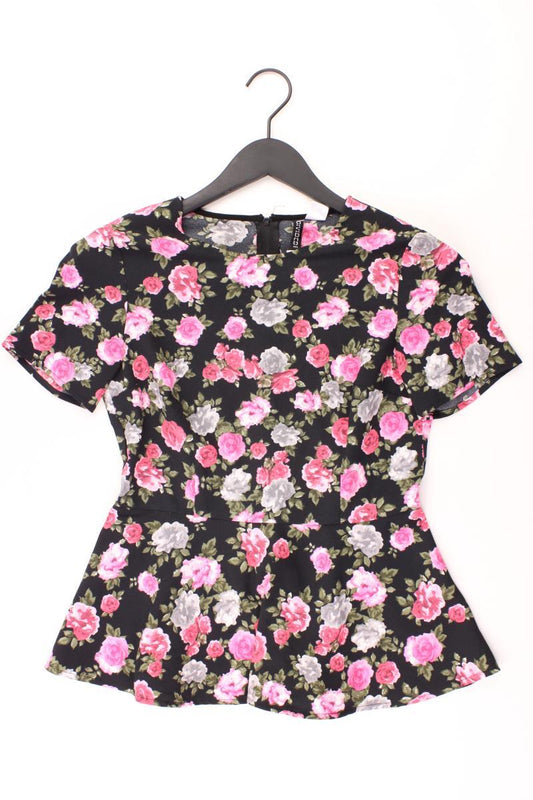 H&M T-Shirt Gr. 38 mit Blumenmuster Kurzarm mehrfarbig aus Polyester