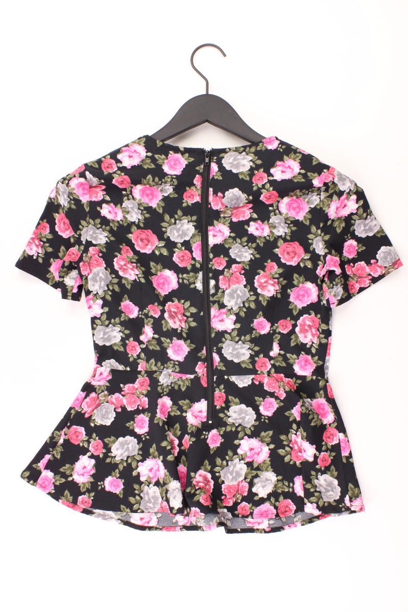 H&M T-Shirt Gr. 38 mit Blumenmuster Kurzarm mehrfarbig aus Polyester