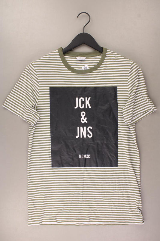Jack & Jones Ringelshirt für Herren Gr. S gestreift Kurzarm olivgrün