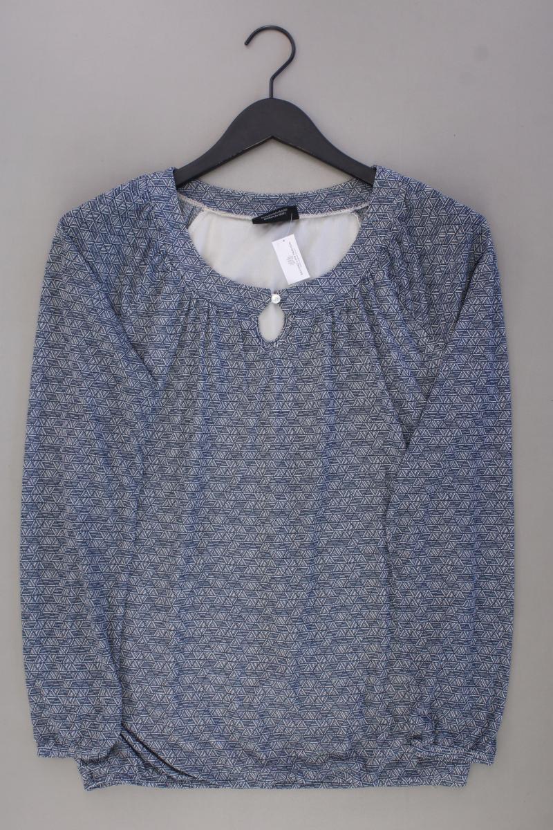 Gina Benotti Bluse Gr. 36/38 geometrisches Muster Langarm blau aus Polyester