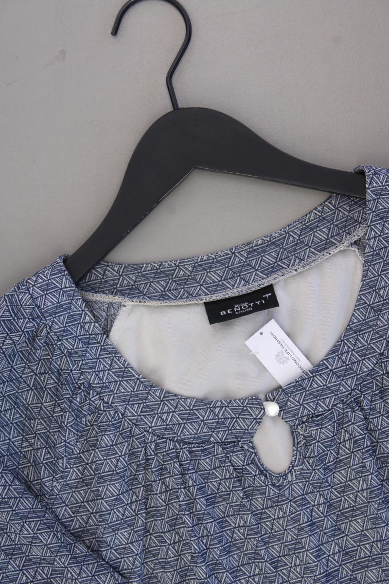 Gina Benotti Bluse Gr. 36/38 geometrisches Muster Langarm blau aus Polyester