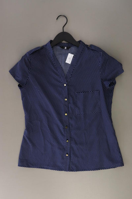 Awama Bluse Gr. 38 gepunktet Kurzarm blau aus Polyester