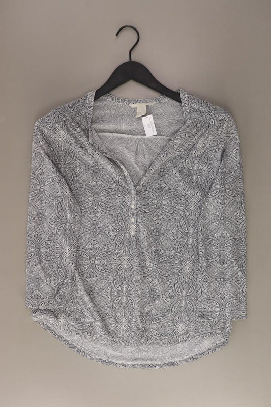 H&M Langarmshirt Gr. S geometrisches Muster grau aus Polyester