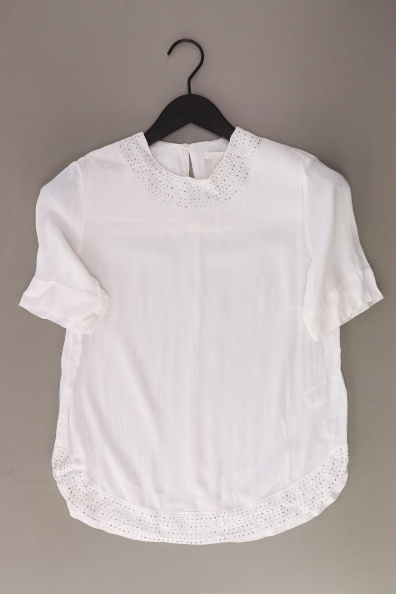 H&M Bluse Gr. 34 Kurzarm weiß aus Viskose