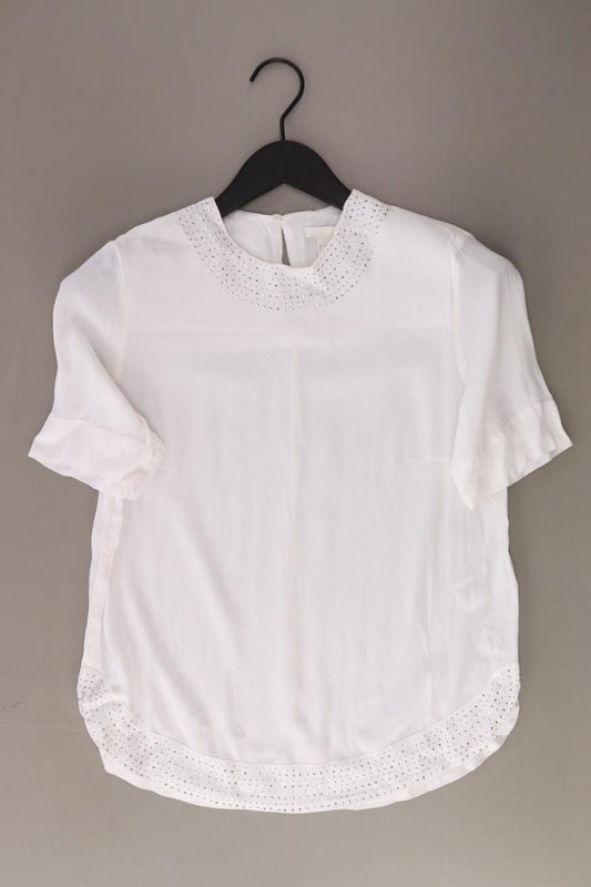 H&M Bluse Gr. 34 Kurzarm weiß aus Viskose