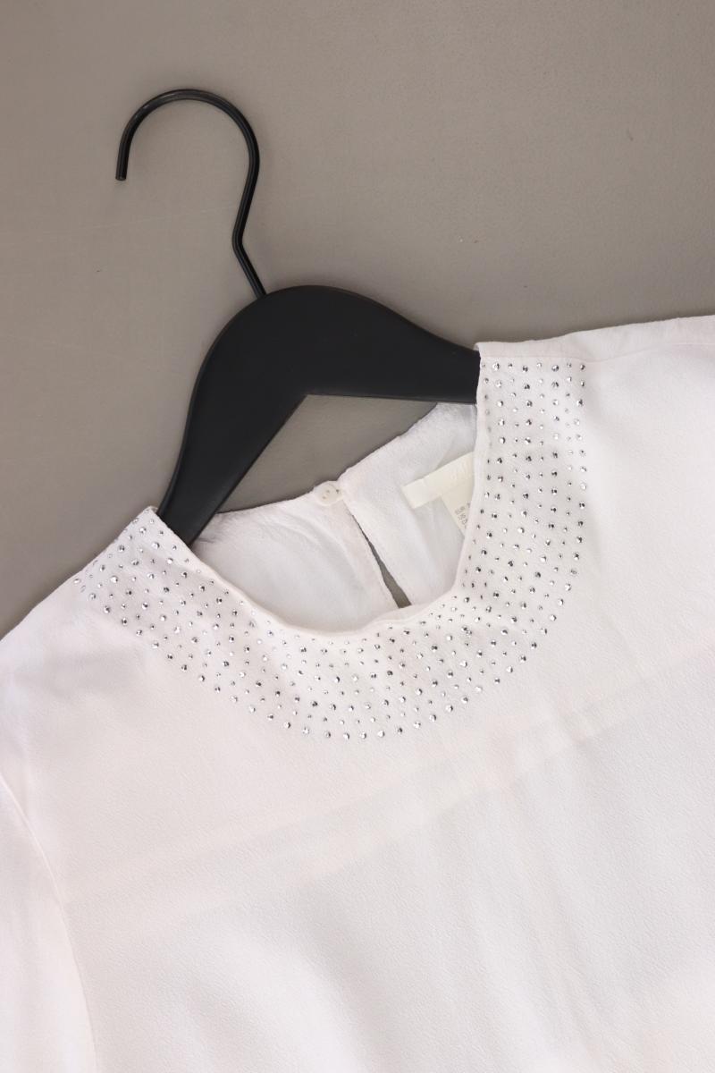 H&M Bluse Gr. 34 Kurzarm weiß aus Viskose