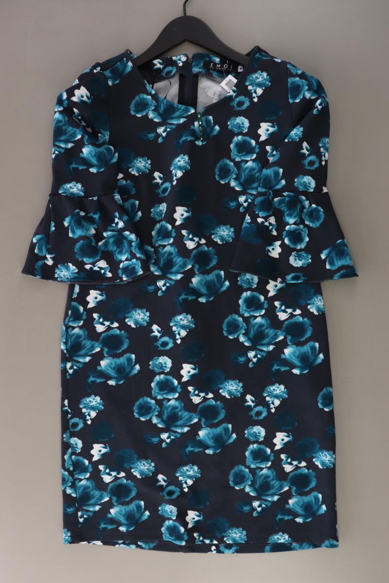 EMOI Etuikleid Gr. 38 mit Blumenmuster 3/4 Ärmel blau aus Polyester