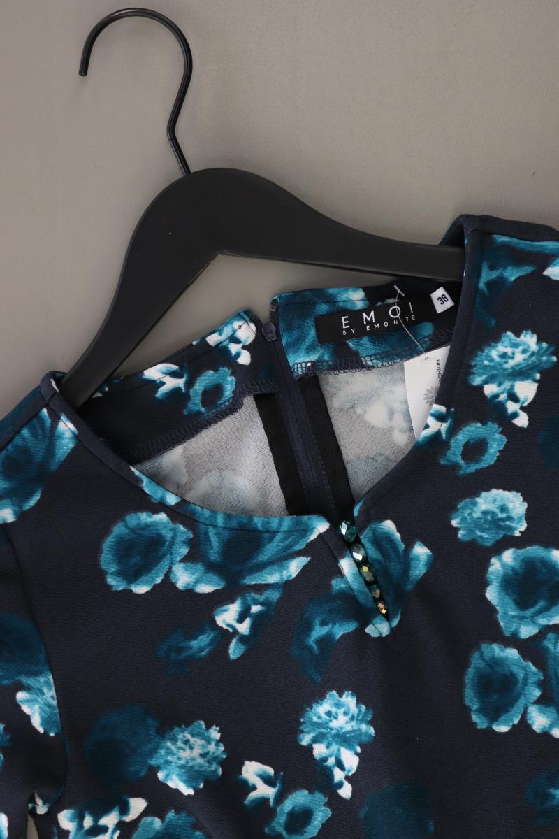 EMOI Etuikleid Gr. 38 mit Blumenmuster 3/4 Ärmel blau aus Polyester