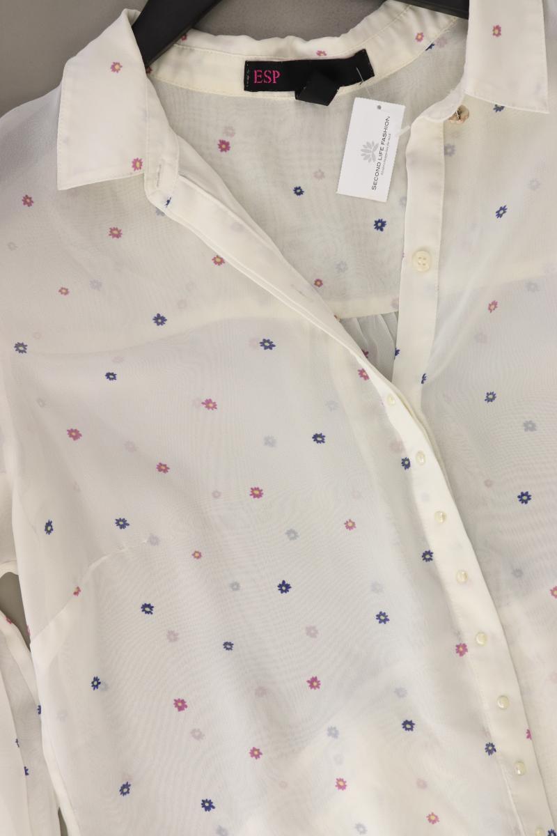 ESP Bluse Gr. L mit Blumenmuster Langarm creme aus Polyester