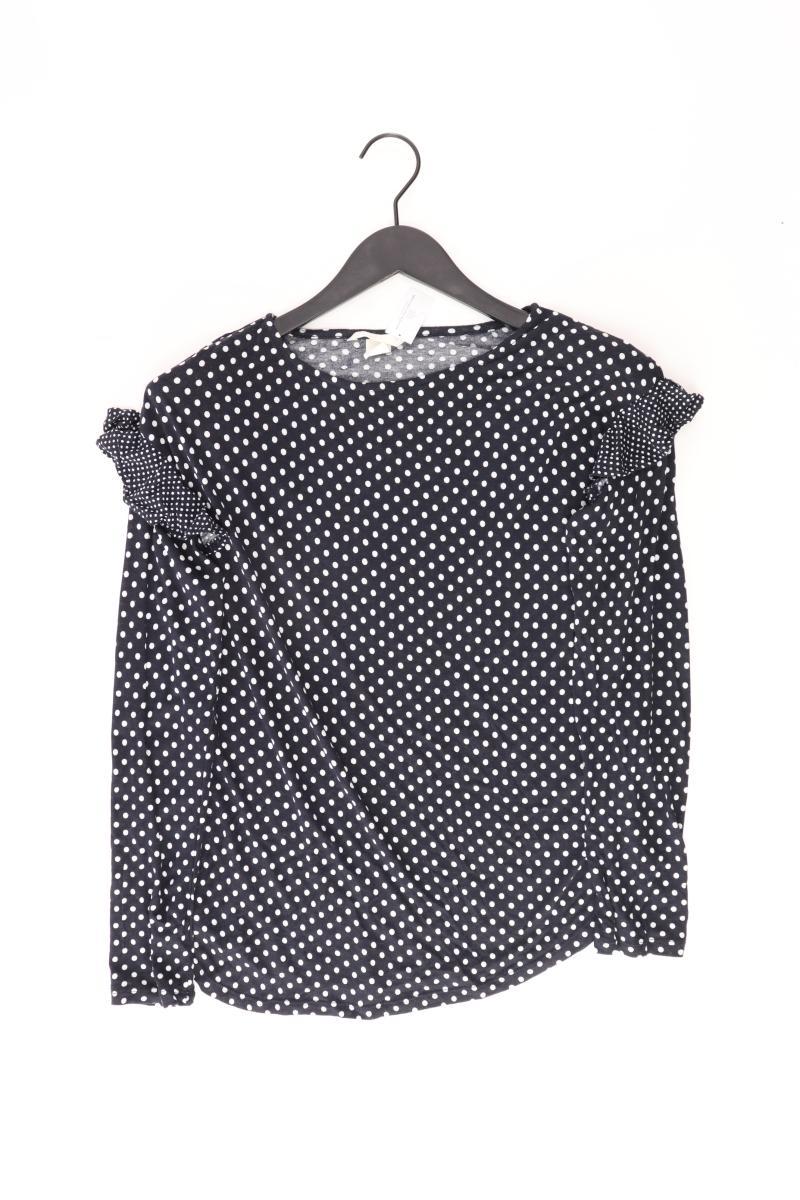 H&M Langarmshirt Gr. S gepunktet blau aus Viskose
