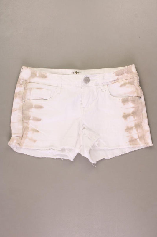 Promod Jeansshorts Gr. 34 mit Batikmuster weiß aus Baumwolle