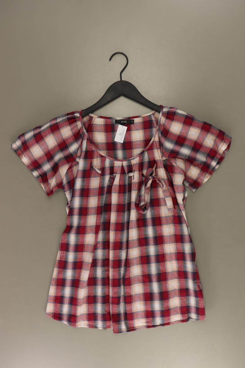 Zero Karobluse Gr. 38 kariert Kurzarm rot aus Baumwolle