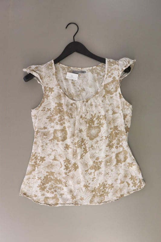 Zero Ärmellose Bluse Gr. 38 mit Blumenmuster creme aus Baumwolle