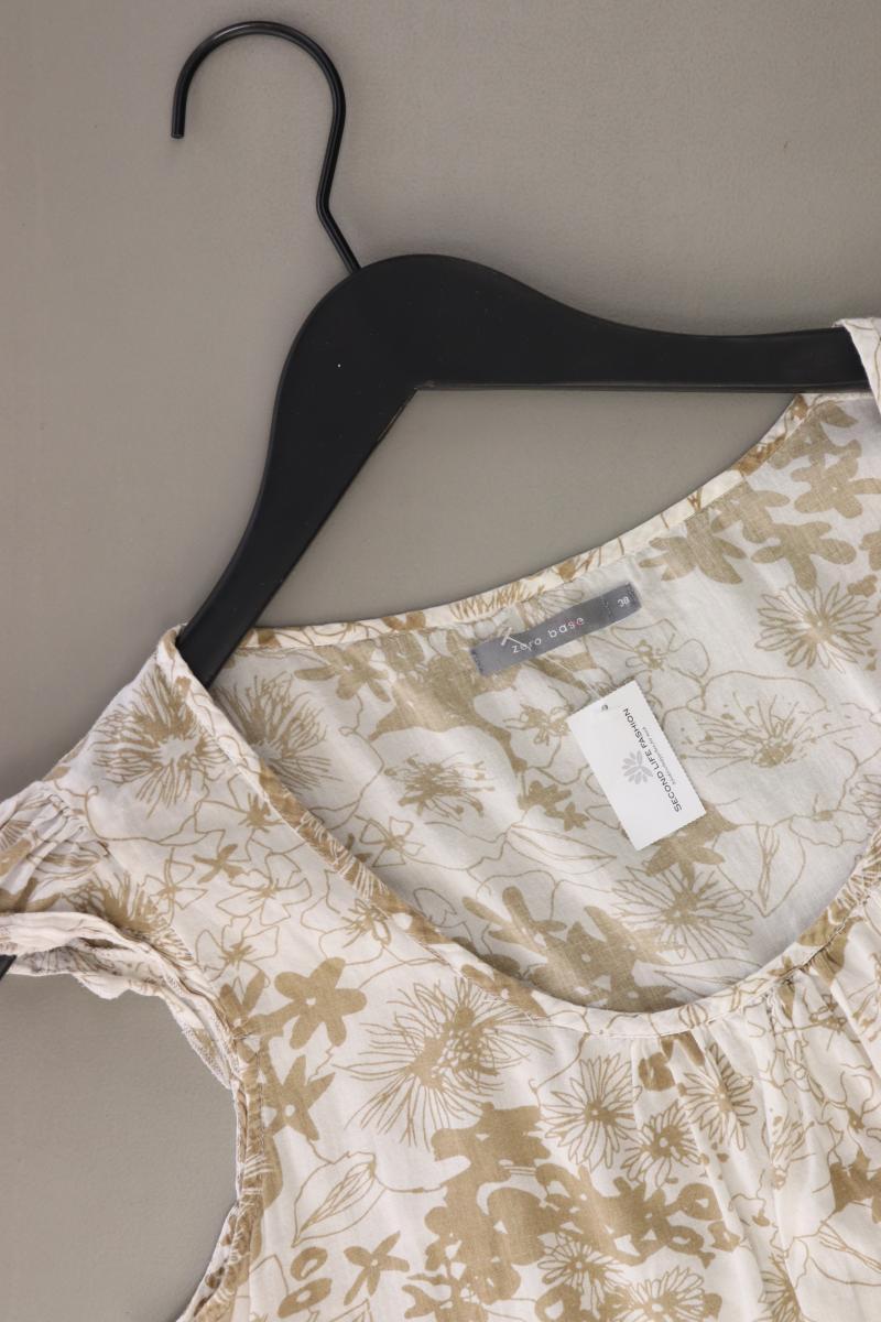 Zero Ärmellose Bluse Gr. 38 mit Blumenmuster creme aus Baumwolle