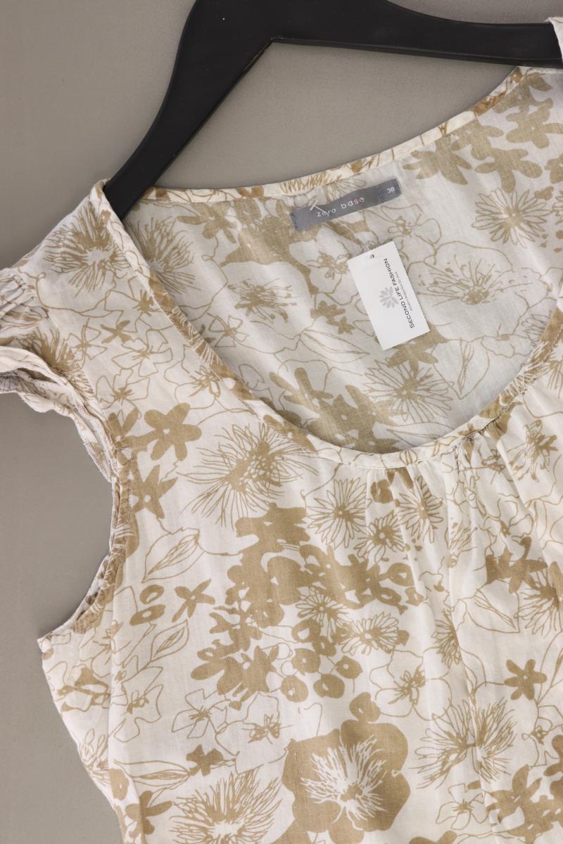 Zero Ärmellose Bluse Gr. 38 mit Blumenmuster creme aus Baumwolle