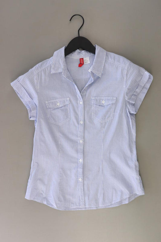 Divided by H&M Bluse Gr. 38 gestreift Kurzarm blau aus Baumwolle