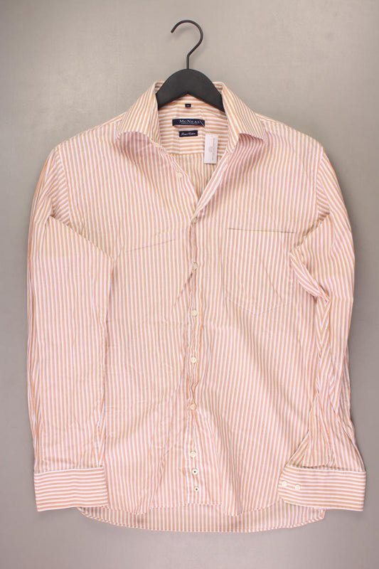 McNeal Langarmhemd für Herren Gr. UK 38 gestreift orange aus Baumwolle