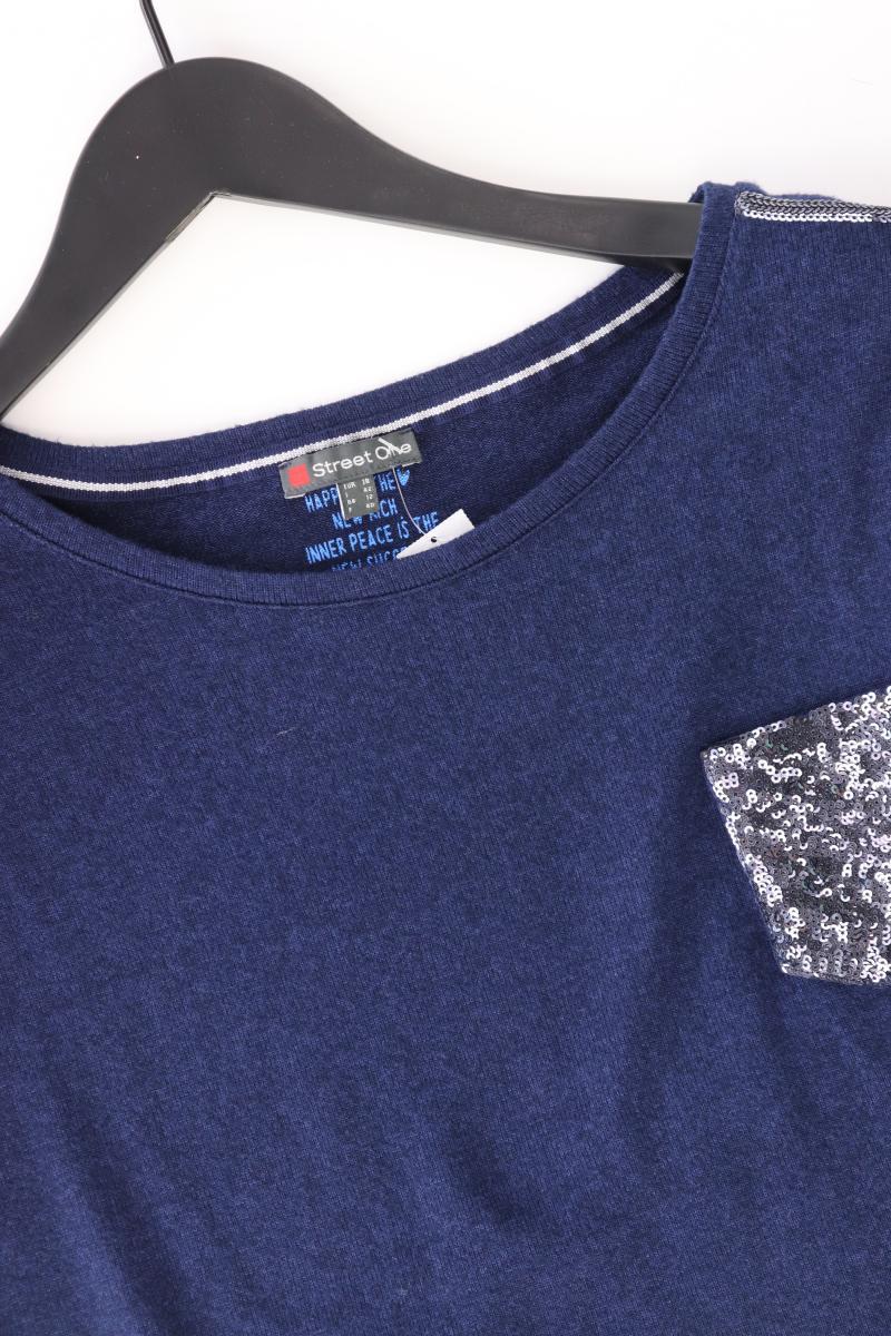 Street One Feinstrickpullover Gr. 38 mit Pailletten blau