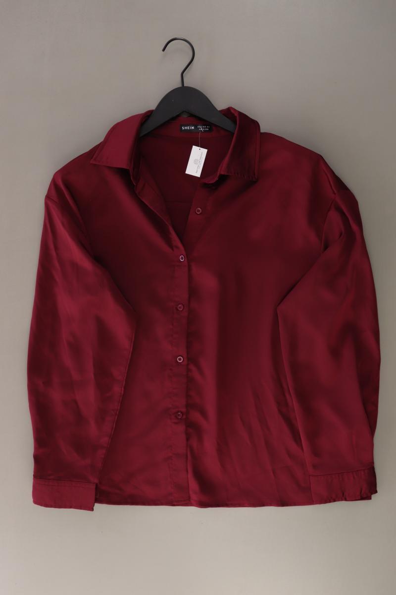Shein Satinbluse Gr. M Langarm rot aus Polyester