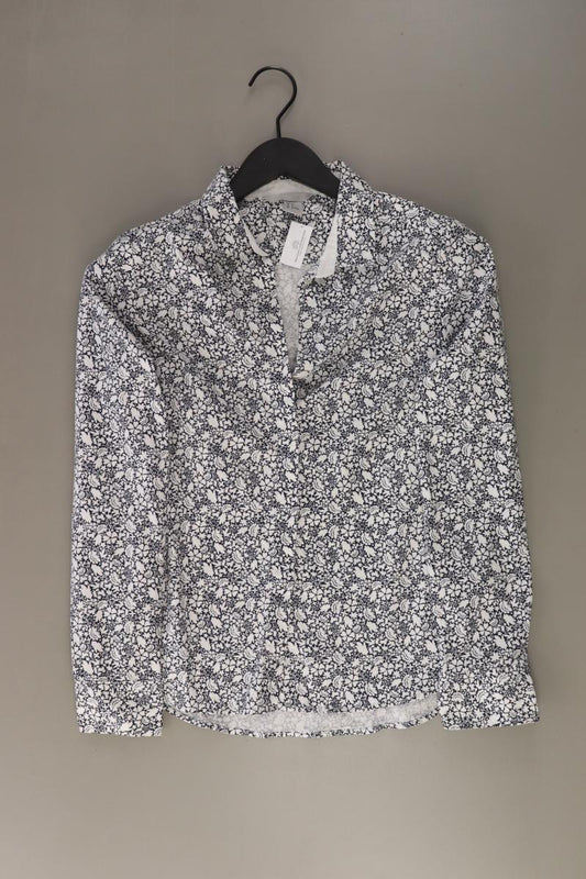 H&M Langarmbluse Gr. 38 mit Blumenmuster grau aus Baumwolle