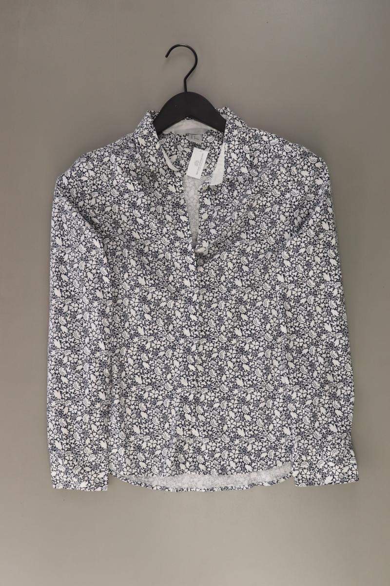 H&M Langarmbluse Gr. 38 mit Blumenmuster grau aus Baumwolle