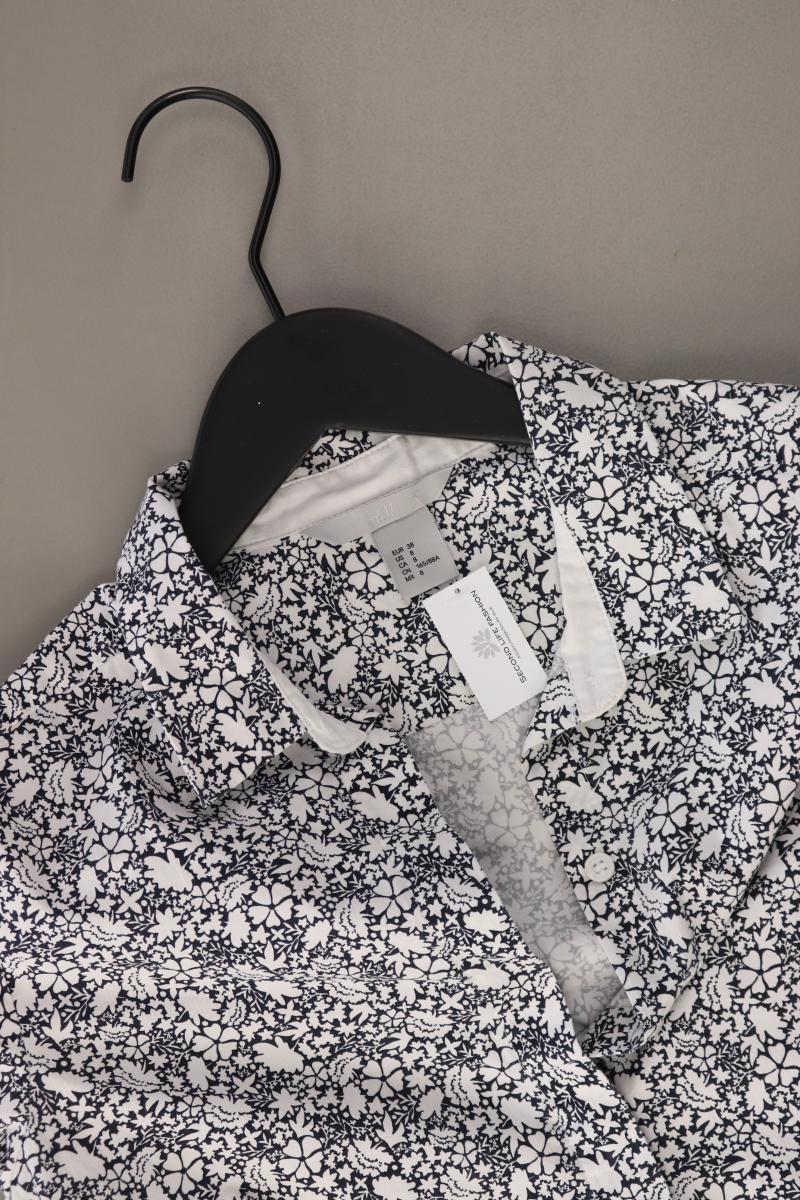 H&M Langarmbluse Gr. 38 mit Blumenmuster grau aus Baumwolle