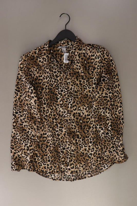 H&M Langarmbluse Gr. 42 mit Tierdruck braun aus Polyester