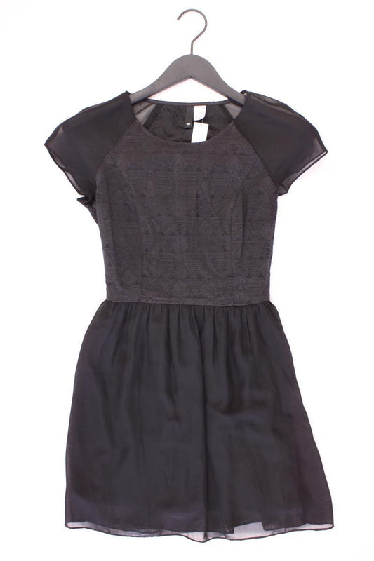H&M Chiffonkleid Gr. 36 Kurzarm schwarz aus Baumwolle