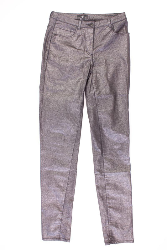 H&M Five-Pocket-Hose Gr. 34 mit Glitzer silber aus Baumwolle