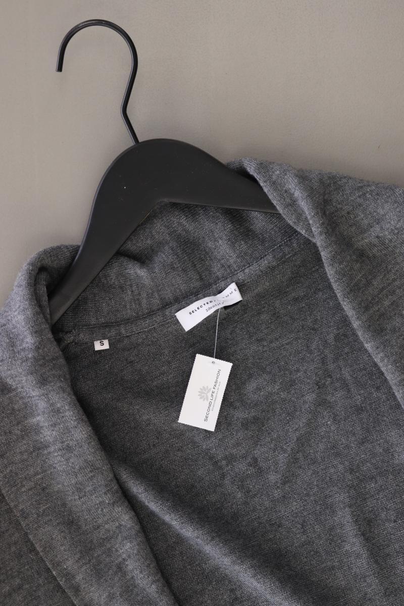 Selected Homme Strickjacke mit Wolle für Herren Gr. S Langarm grau aus Polyacryl