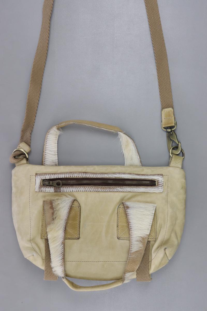 Schultertasche creme aus Leder
