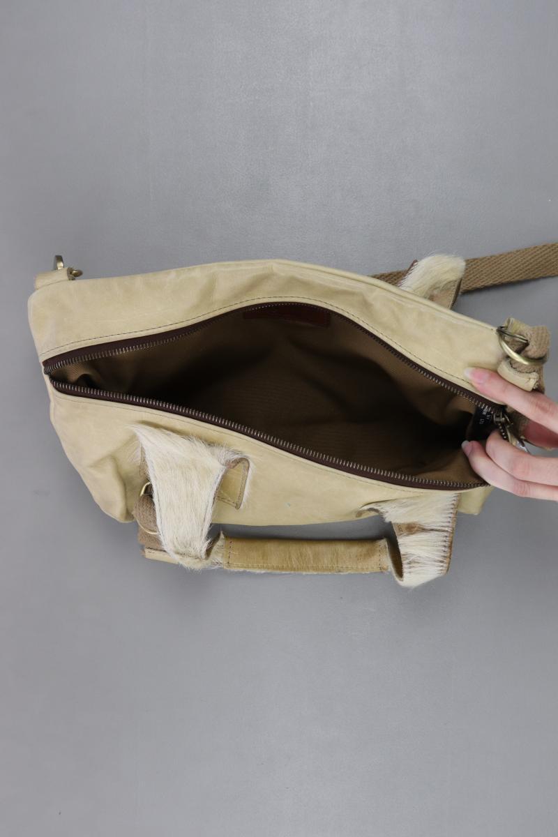 Schultertasche creme aus Leder