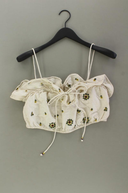 TRF Zara Crop Top Gr. L mit Blumenmuster creme aus Baumwolle