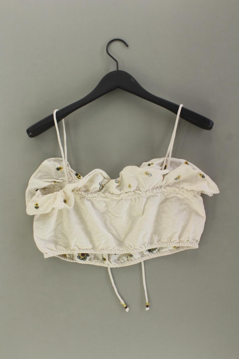 TRF Zara Crop Top Gr. L mit Blumenmuster creme aus Baumwolle