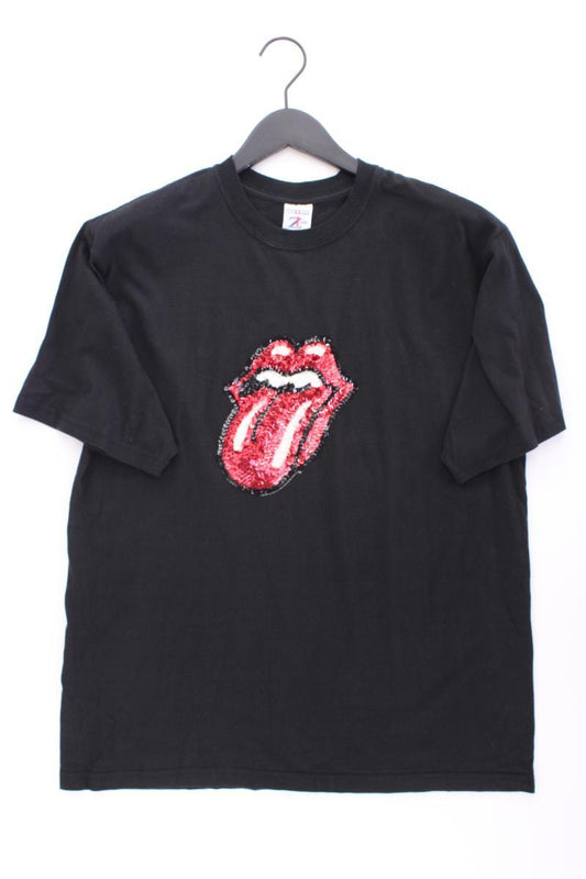 T-Shirt für Herren Gr. M Kurzarm mit Pailletten schwarz aus Baumwolle