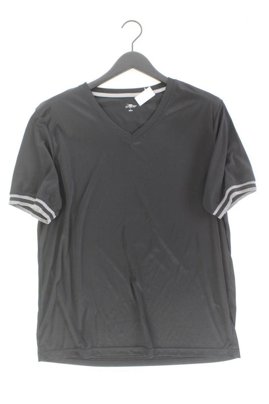 Shirt mit V-Ausschnitt für Herren Gr. L Kurzarm schwarz aus Polyester
