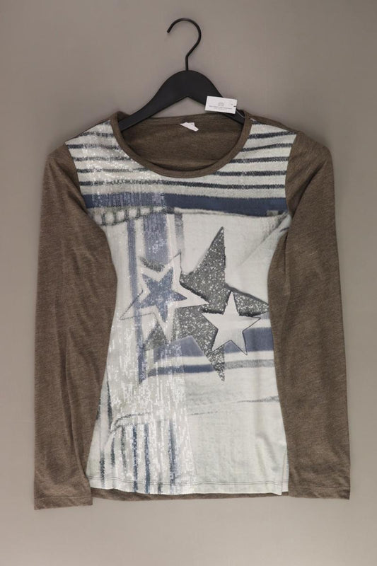 Longsleeve-Shirt Gr. 36 Langarm mit Glitzer mit Pailletten braun