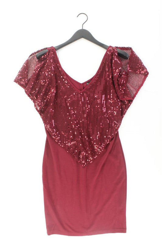 Abendkleid Gr. 38 Weite Ärmel mit Pailletten rot aus Viskose