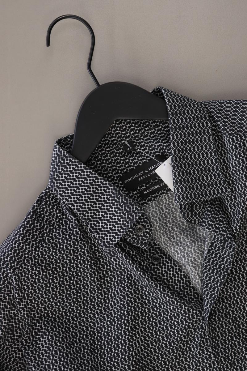 Finshley&Harding Langarmhemd für Herren Gr. 44 schwarz aus Baumwolle