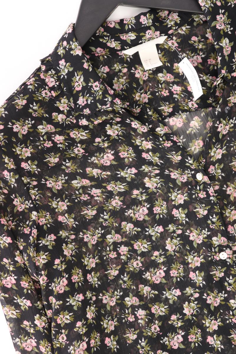 H&M Langarmbluse Gr. 38 mit Blumenmuster mehrfarbig aus Polyester