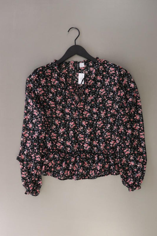H&M Divided Bluse Gr. 38 mit Blumenmuster Langarm mehrfarbig aus Polyester