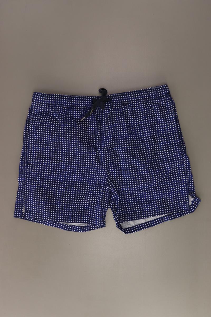 H&M Shorts für Herren Gr. 48 geometrisches Muster blau aus Baumwolle