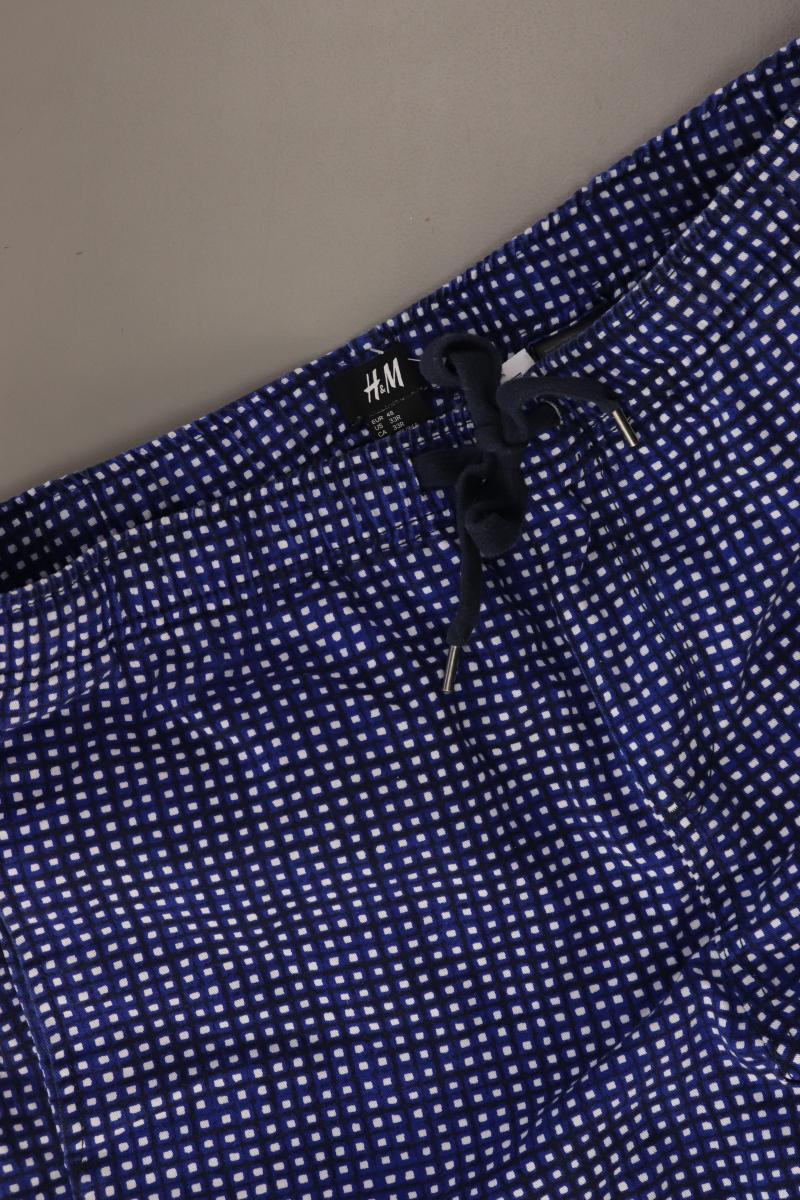 H&M Shorts für Herren Gr. 48 geometrisches Muster blau aus Baumwolle