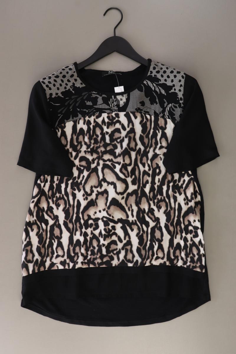 Nice Connection Seidenbluse Gr. 40 mit Tierdruck Kurzarm mehrfarbig