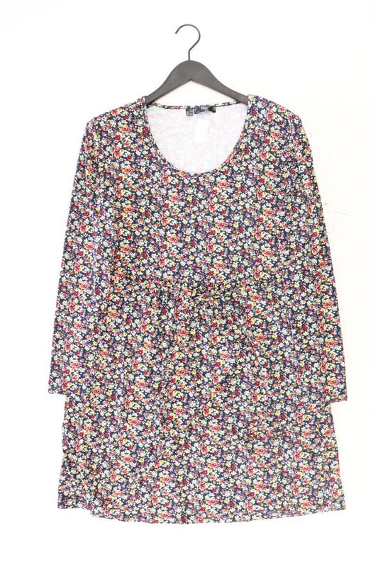 Jerseykleid Gr. 44 mit Blumenmuster mit Gürtel Langarm mehrfarbig aus Viskose