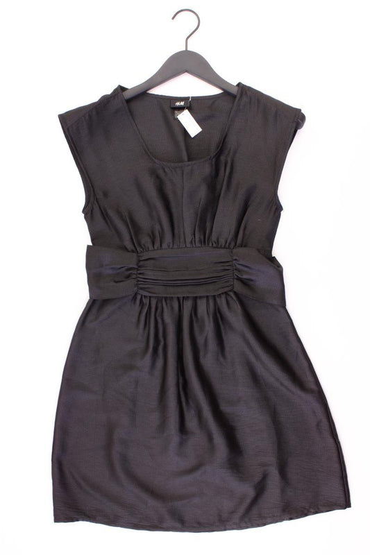 H&M Abendkleid Gr. 36 mit Gürtel Kurzarm schwarz aus Polyester