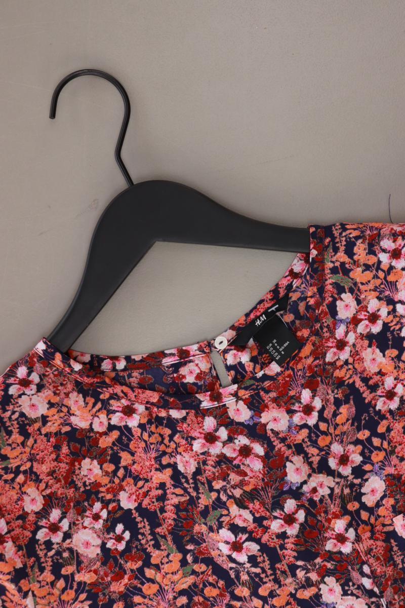 H&M Bluse Gr. 38 mit Blumenmuster Kurzarm pink aus Polyester